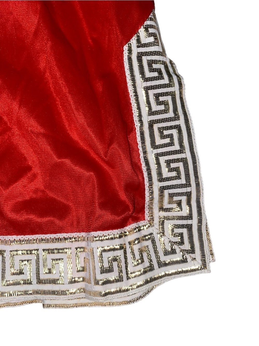 Vintage Charmode Sears & Roebuck red half-slip skirt white gold Greek key Print - Picture 8 of 8